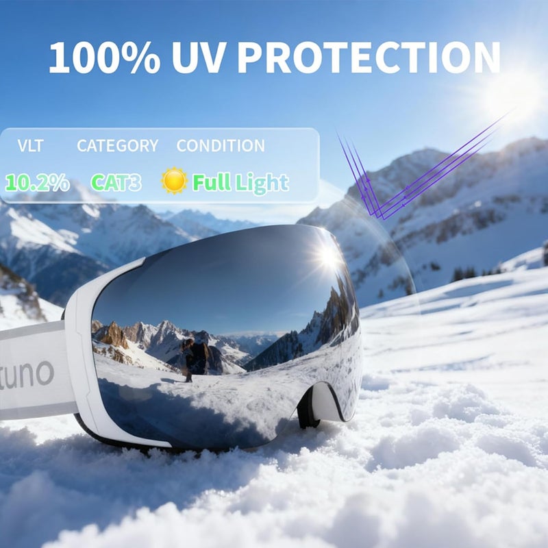 Veltuno Ski Goggles for Men Women Adult & Youth, OTG Snowboard Goggles Anti Fog, Snow Goggles UV Protection Wide Vision - Image 2